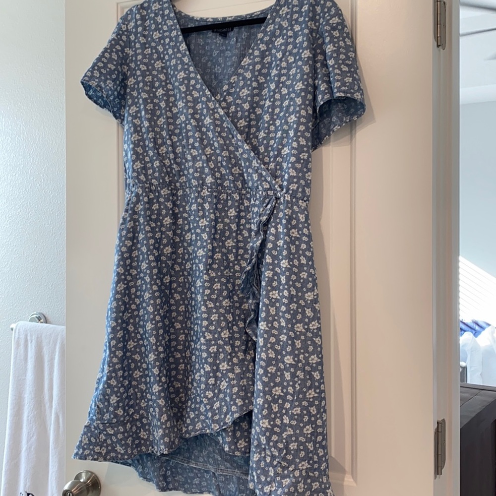 Floral Blue Wrap Dress